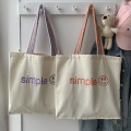Wholesale Portable Canvas cotton Grocery Bag Reusable Foldable Shopping Tote Bag with Custom Embroidery Logo